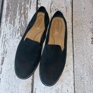 Sperry Women’s Black Suede Slip-On Loafers